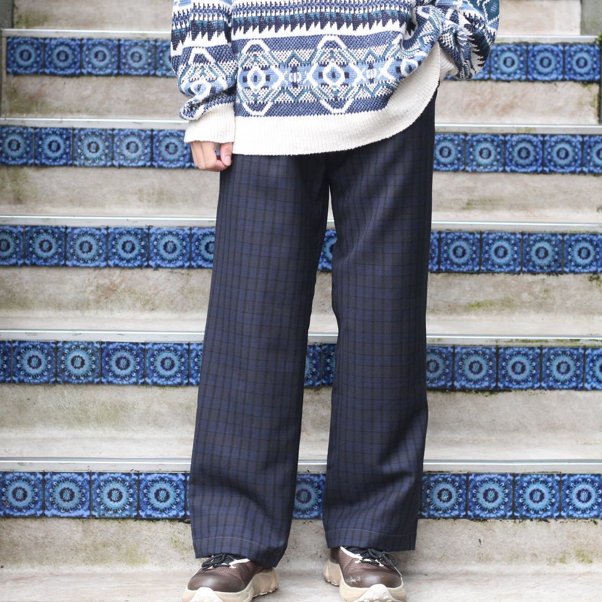 EU VINTAGE C&A Westbury CHECK PATTERNED SLACKS PANTS/ヨーロッパ古着チェック柄スラックスパンツ