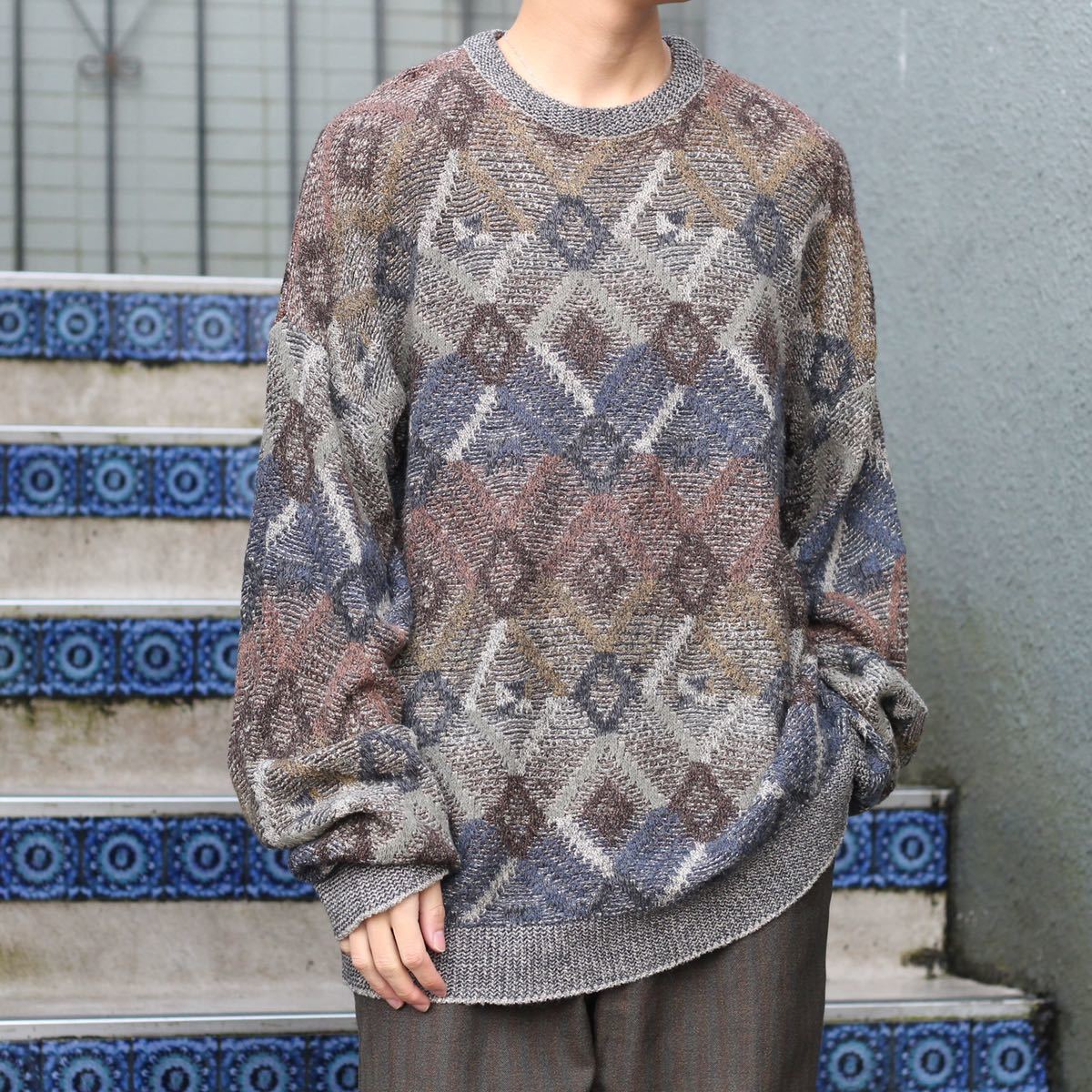 USA VINTAGE PATTERNED DESIGN OVER KNIT/アメリカ古着柄デザイン