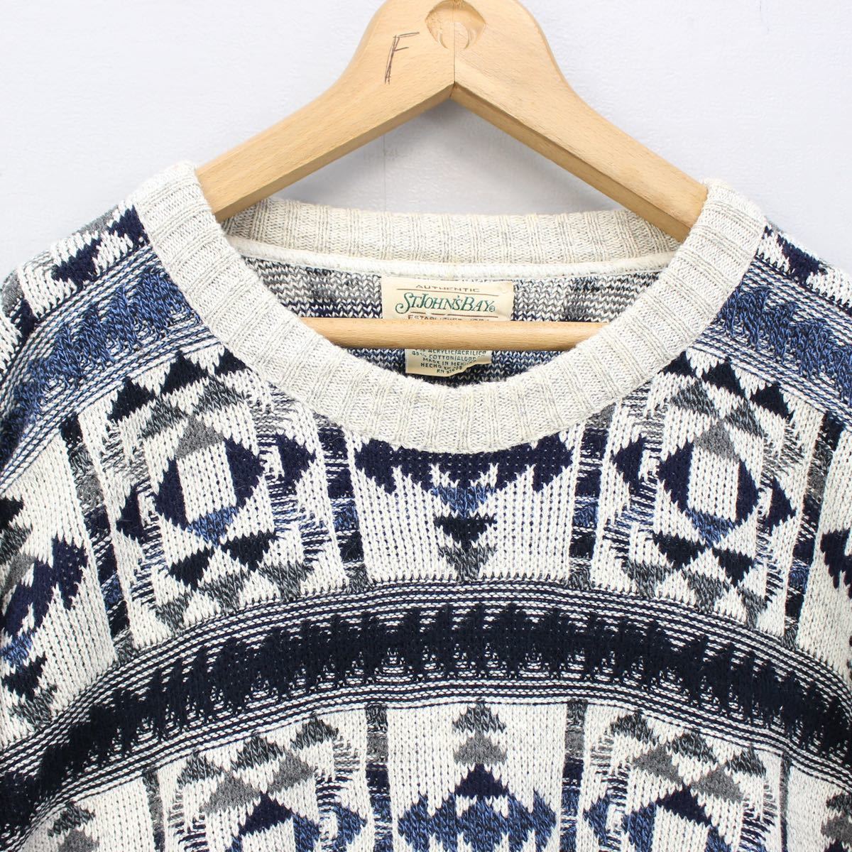 USA VINTAGE ST JONE'S BAY PATTERNED DESIGN OVER KNIT/アメリカ古着柄デザインオーバーニット