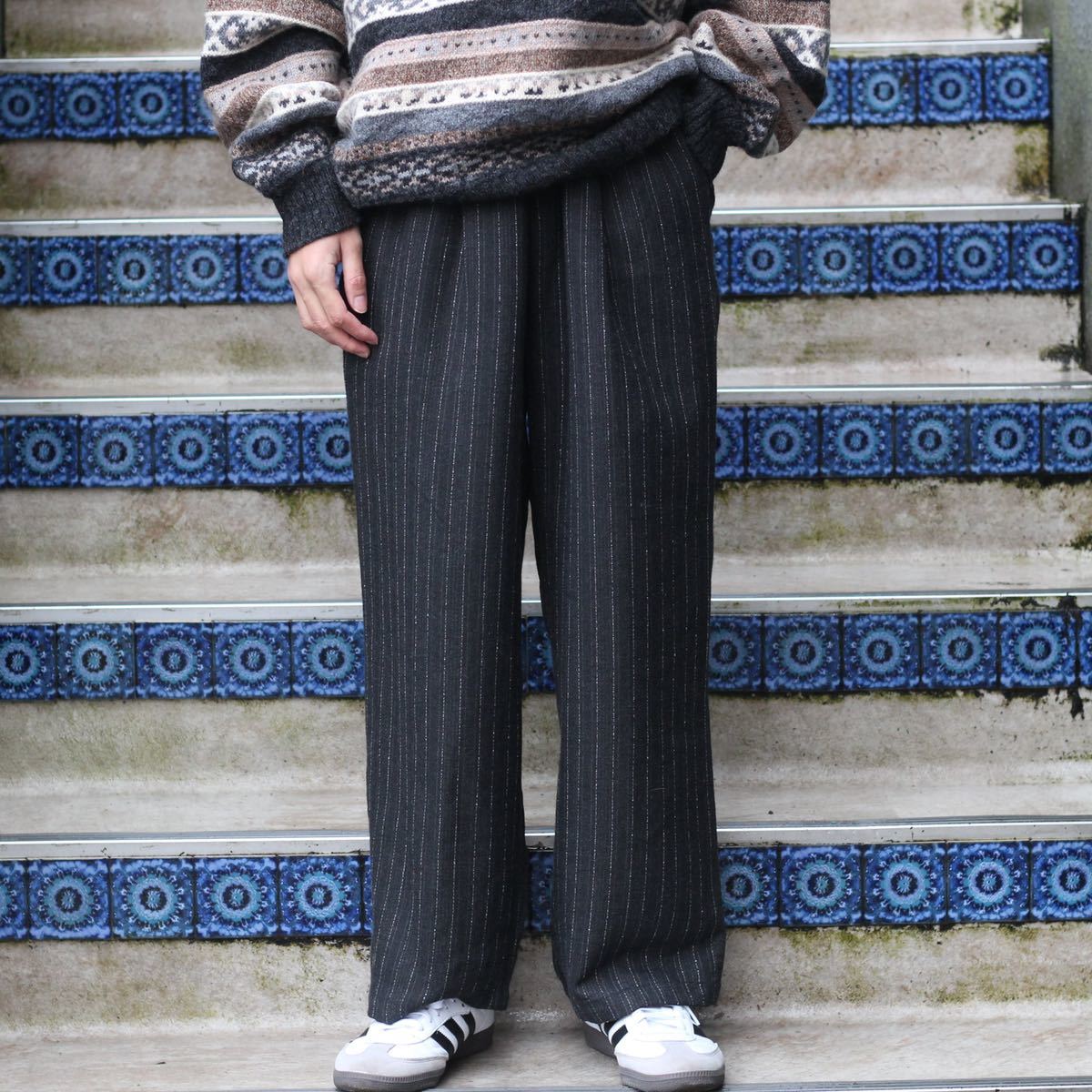 USA VINTAGE STRIPE PATTERNED WOOL SLACKS PANTS/アメリカ古着 USA VINTAGE STRIPE PATTERNED WOOL SLACKS PANTS/アメリカ古着