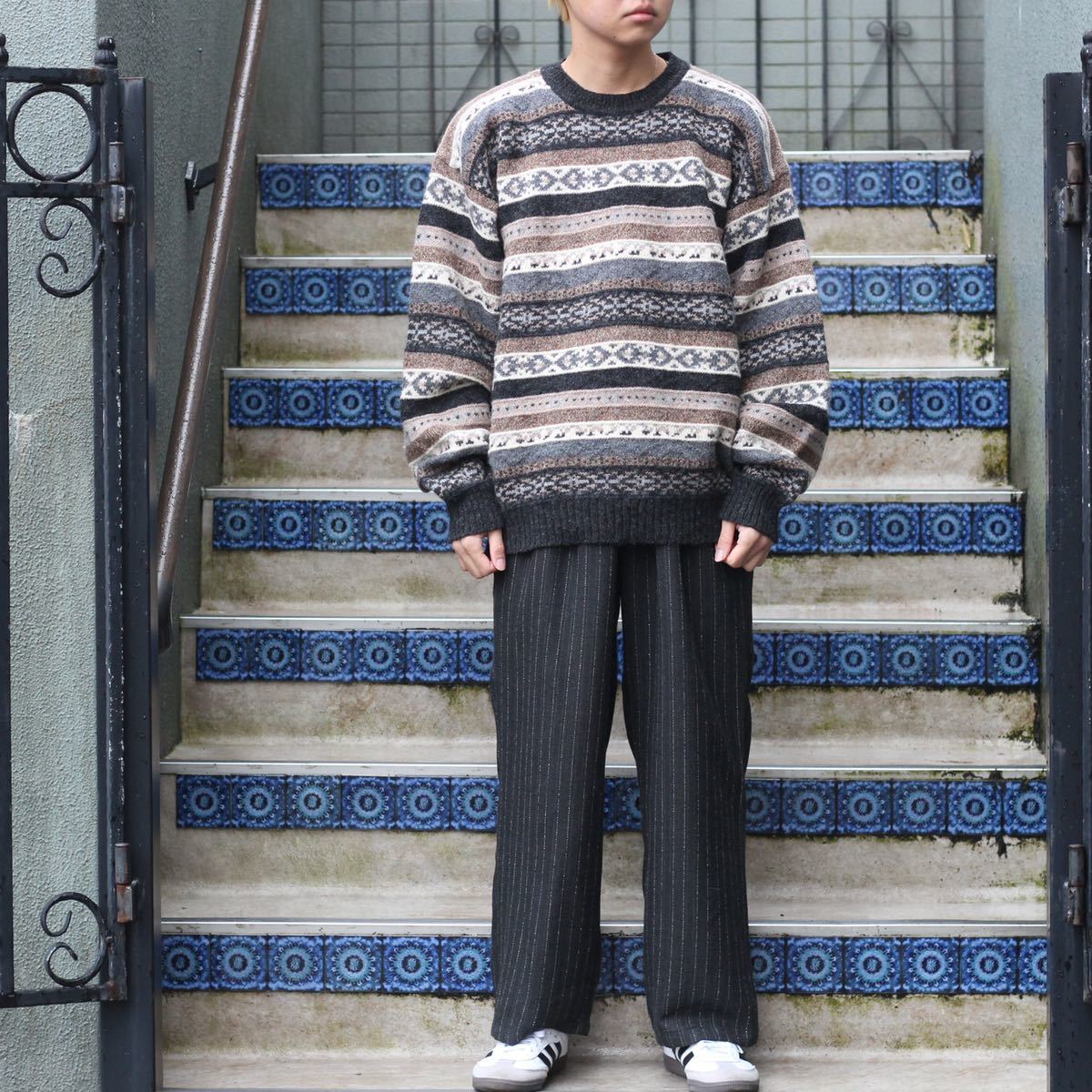 USA VINTAGE STRIPE PATTERNED WOOL SLACKS PANTS/アメリカ古着 USA VINTAGE STRIPE PATTERNED WOOL SLACKS PANTS/アメリカ古着