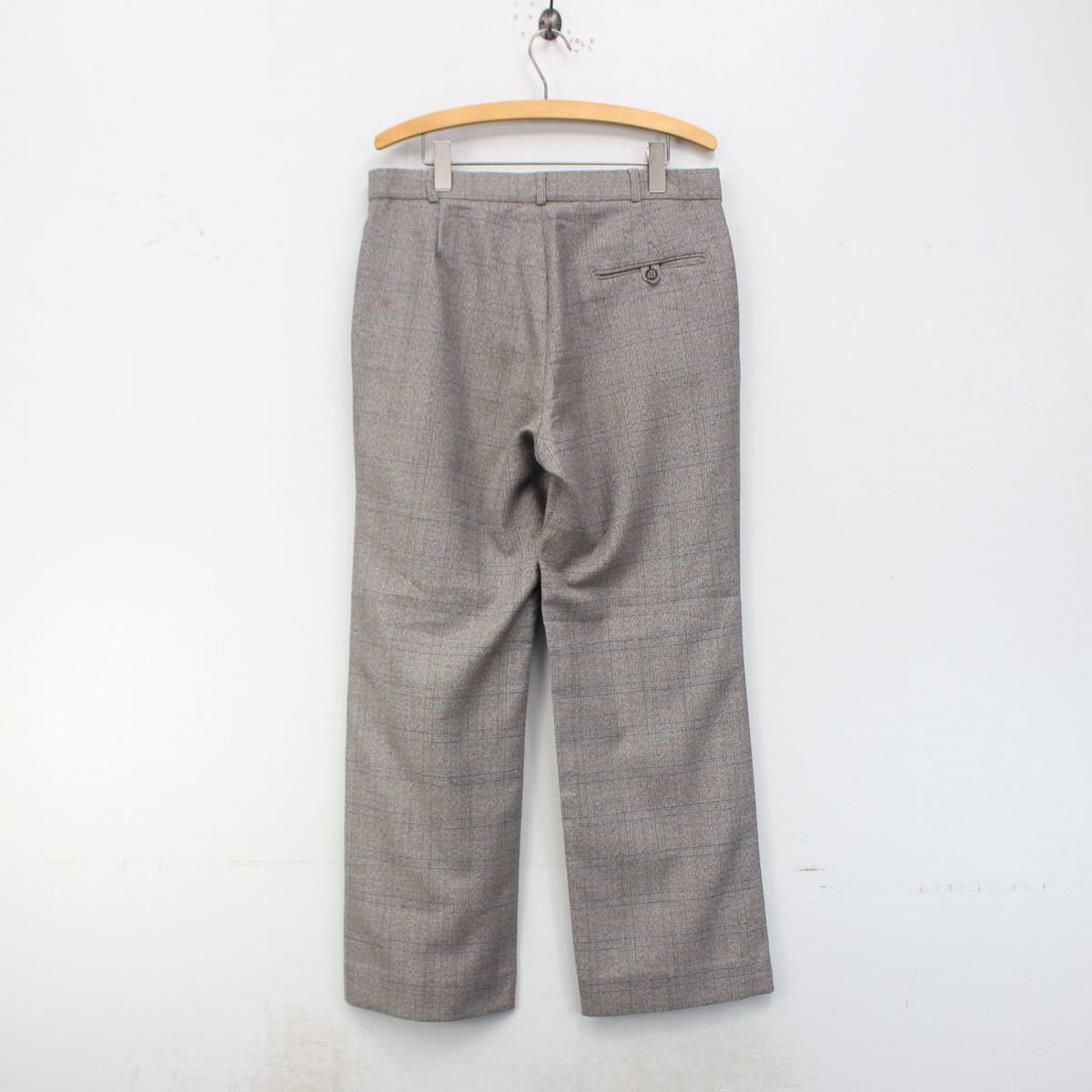 EU VINTAGE CHECK PATTERNED WOOL SLACKS PANTS/ヨーロッパ古着チェック柄ウールスラックスパンツ