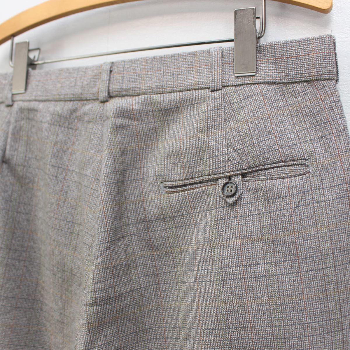 EU VINTAGE CHECK PATTERNED WOOL SLACKS PANTS/ヨーロッパ古着チェック柄ウールスラックスパンツ