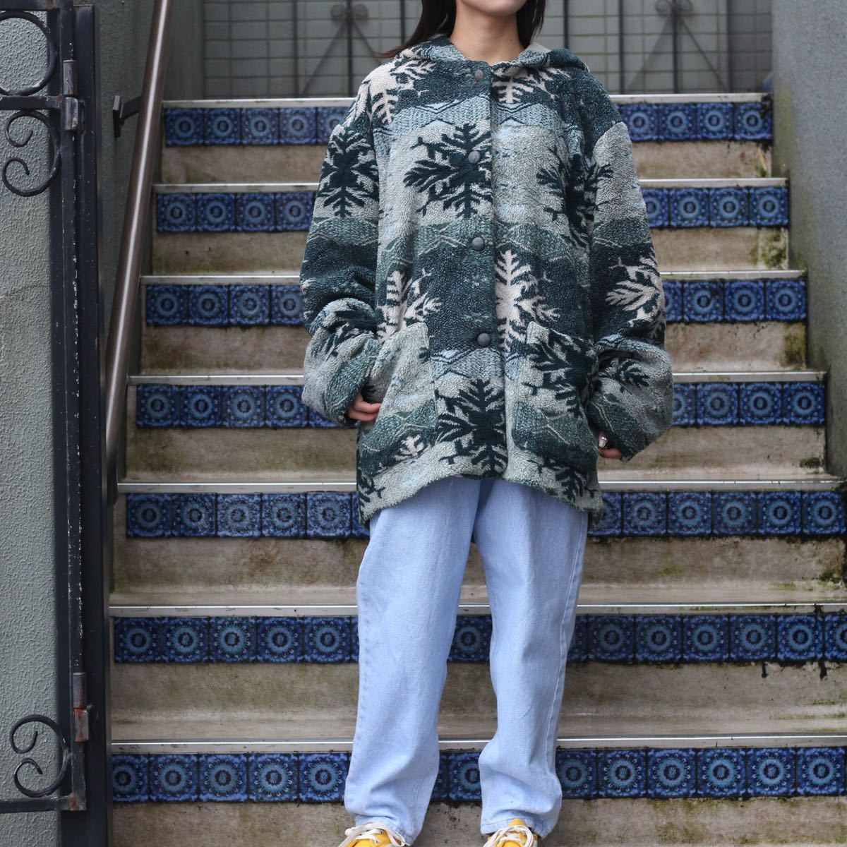 USA VINTAGE JORY&CO CRYSTAL OF SNOW DESIGN FLEECE HOODED USA VINTAGE JORY&CO CRYSTAL OF SNOW DESIGN FLEECE HOODED
