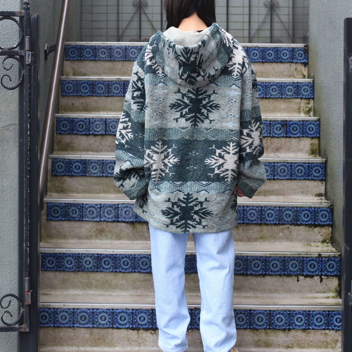 USA VINTAGE JORY&CO CRYSTAL OF SNOW DESIGN FLEECE HOODED USA VINTAGE JORY&CO CRYSTAL OF SNOW DESIGN FLEECE HOODED