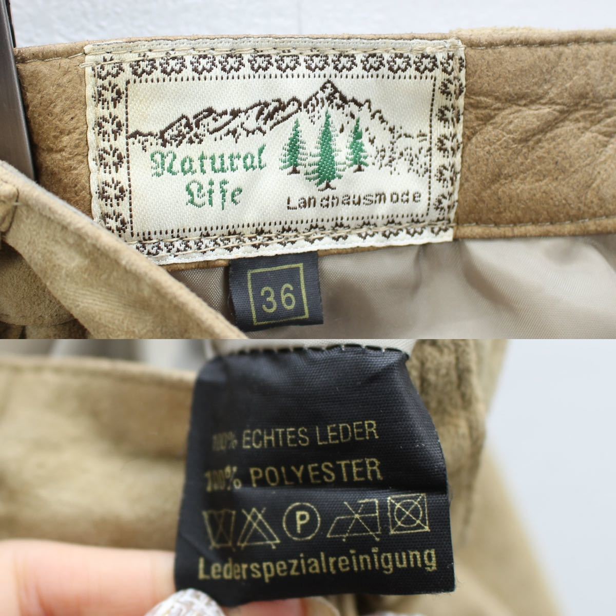 EU VINTAGE NATURAL LIFE TYROLEAN LEATHER SHORTS/ヨーロッパ古着チロリアンレザーショーツ(ショートパンツ)_画像10