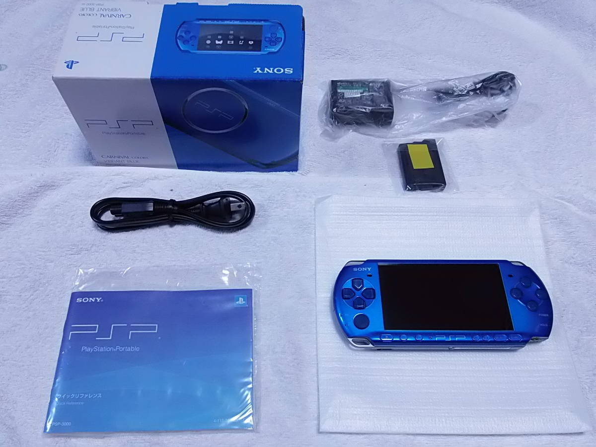 ほぼ新品】SONY PSP 3000 ブルー ポーチ未使用 プレステ ソニー-