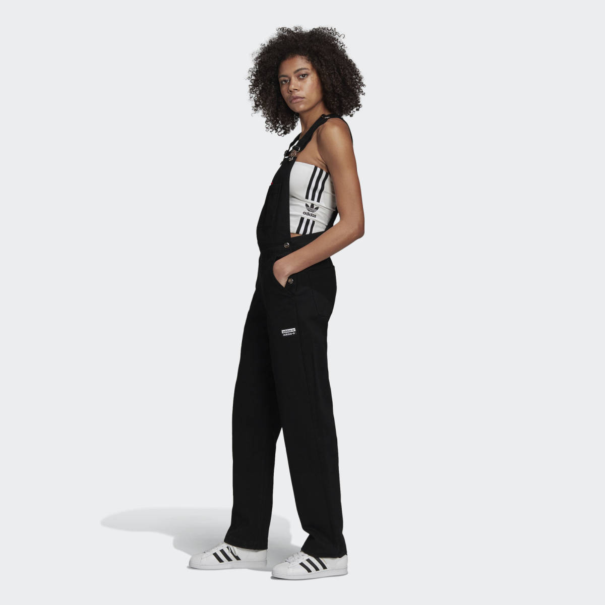  Adidas Originals Dungaree overall Street fashion coveralls lady's WOMEN R.Y.V. IYG47 GD3877 BLACK 2XL