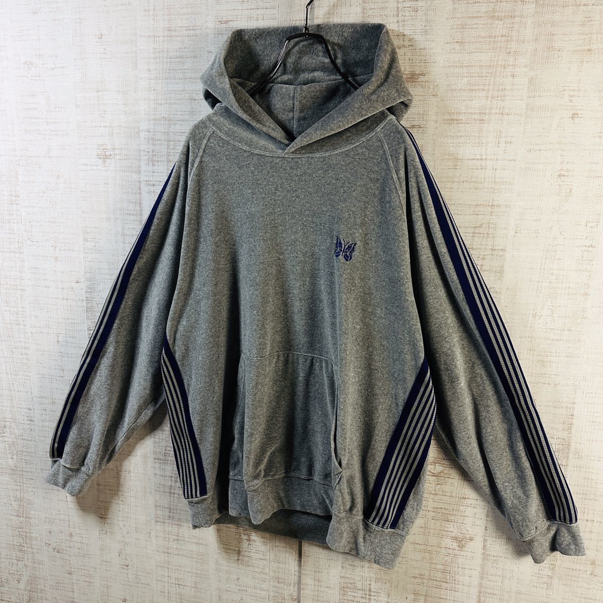 NEEDLES ニードルス TRACK HOODY VELOUR H GREY 刺繍 トラック