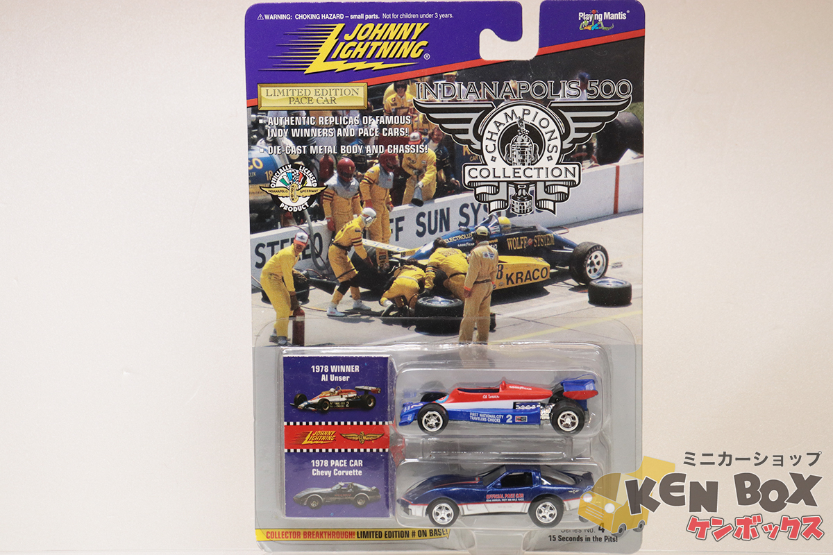 S=1/64 JOHNNY LIGHTNING 1978 WINNER AI Unser&1978 PACE CAR Chevy Corvette(コルベット青) 未開封 現状渡し_画像1