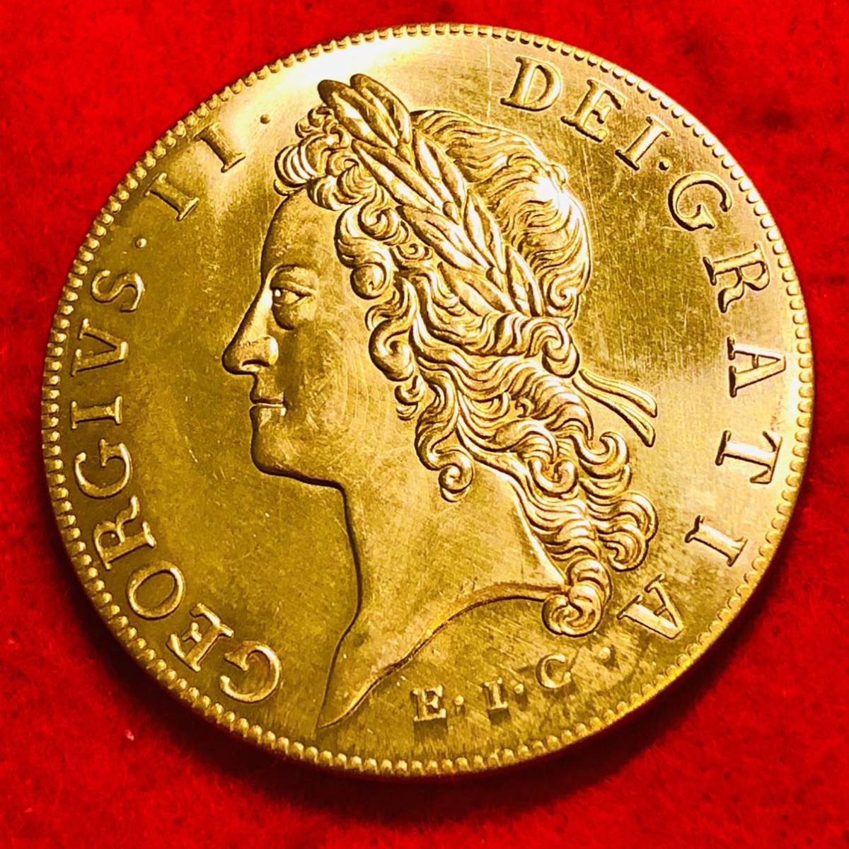 金貨 1729年 ギニー 金貨 ジョージ2世 イギリス ハノーヴァー 紋章盾図 英国 大型金貨の画像1