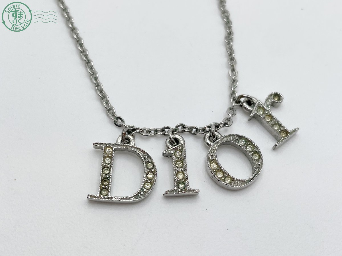 引き出物 Christian Dior ネックレス シルバー ストーン ロゴ