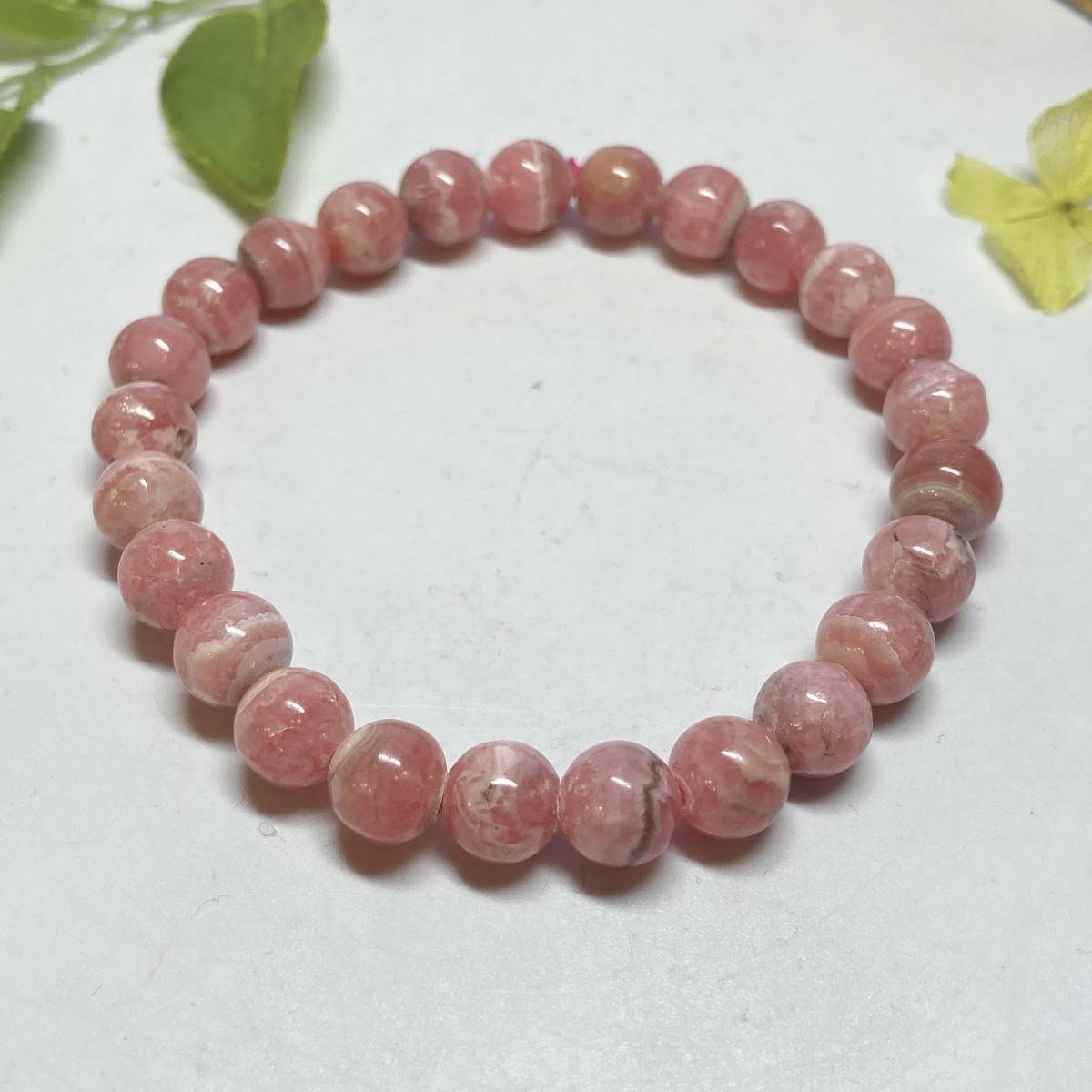 【E3984】インカローズ＊7-8㎜ブレスレット? Rhodochrosite(Inca Rose)＊Bracelet