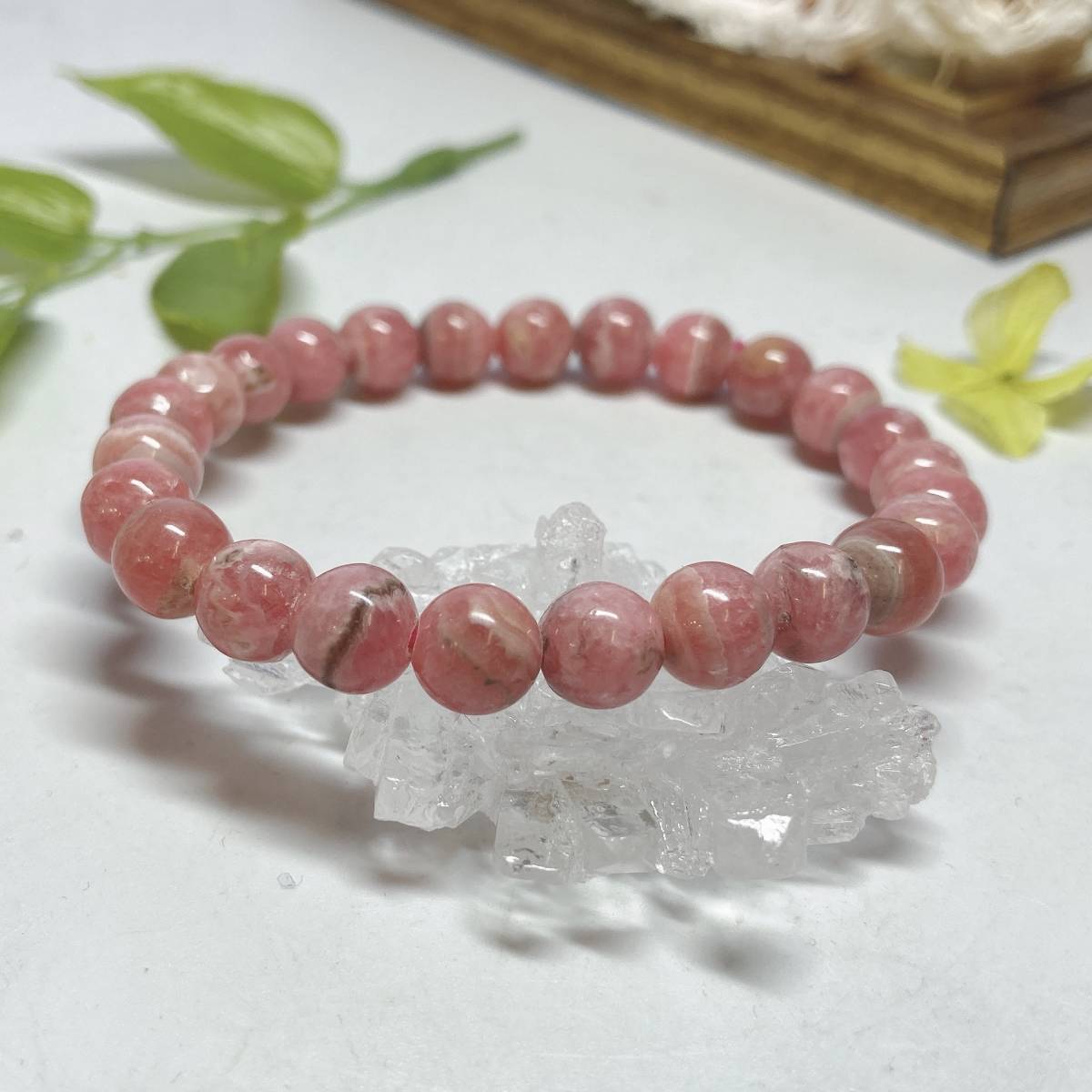 【E3984】インカローズ＊7-8㎜ブレスレット? Rhodochrosite(Inca Rose)＊Bracelet