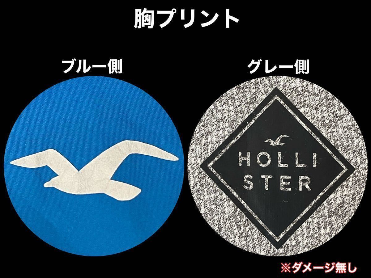 超美品 HOLLISTER(ホリスター)メンズ リバーシブル ジャケット S(T170.B92)使用2回 ブルー グレー アウトドア グランピング スポーツ_プリント