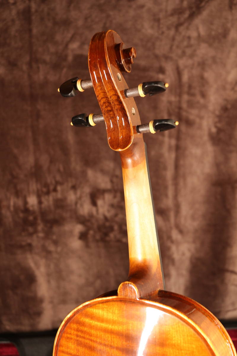 バイオリン セット 工房製トラ フレイム メープル 杢 虎杢 裏板一枚 単板 2022年 新作 オールドフィニッシュ 220103の画像5