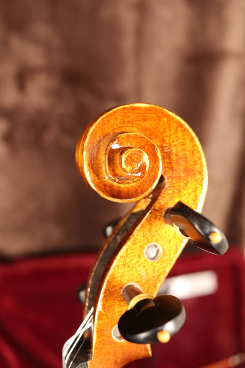 バイオリン セット 工房製トラ フレイム メープル 杢 虎杢 裏板一枚 単板 2022年 新作 オールドフィニッシュ 220103の画像6