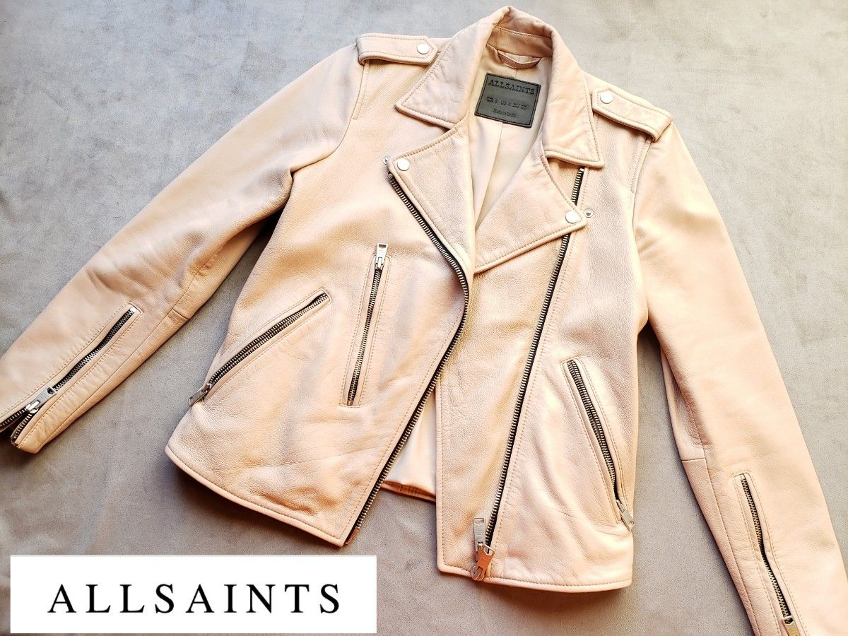 ALLSAINTS オールセインツ ライダース レザージャケット ピンク