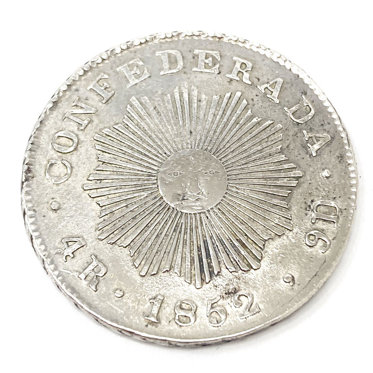 アルゼンチン大型銀貨 1852年 CONFEDERADA 9D 4R PROVINCIA DE CORDOBA アンティークコイン 海外古銭 alpひ0114の画像1