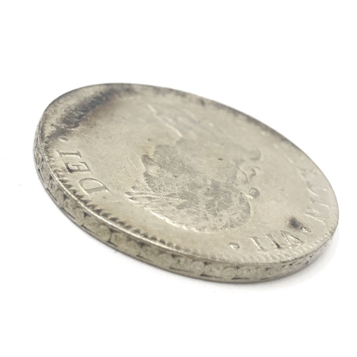 メキシコ 1818年 8レアル銀貨 貿易決済用 FERDIN・VII HISPAN・ET IND・REX アンティークコイン mexico alpひ0114の画像3