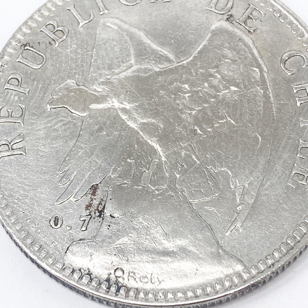 1905年 チリ共和国 大型銀貨 ペソ REPUBLICA DE CHILE UN PESO アンティークコイン alpひ0114の画像2