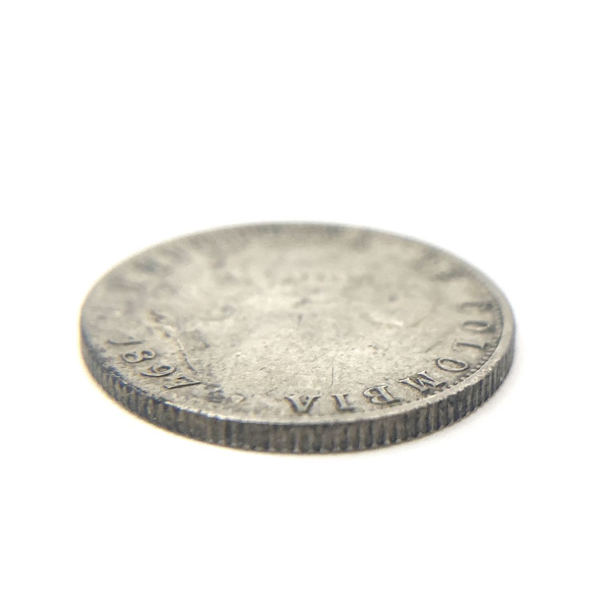 1897年 コロンビア銀貨 REPUBLICA DE COLOMBIA アンティークコイン 海外古銭 alpひ0114の画像3