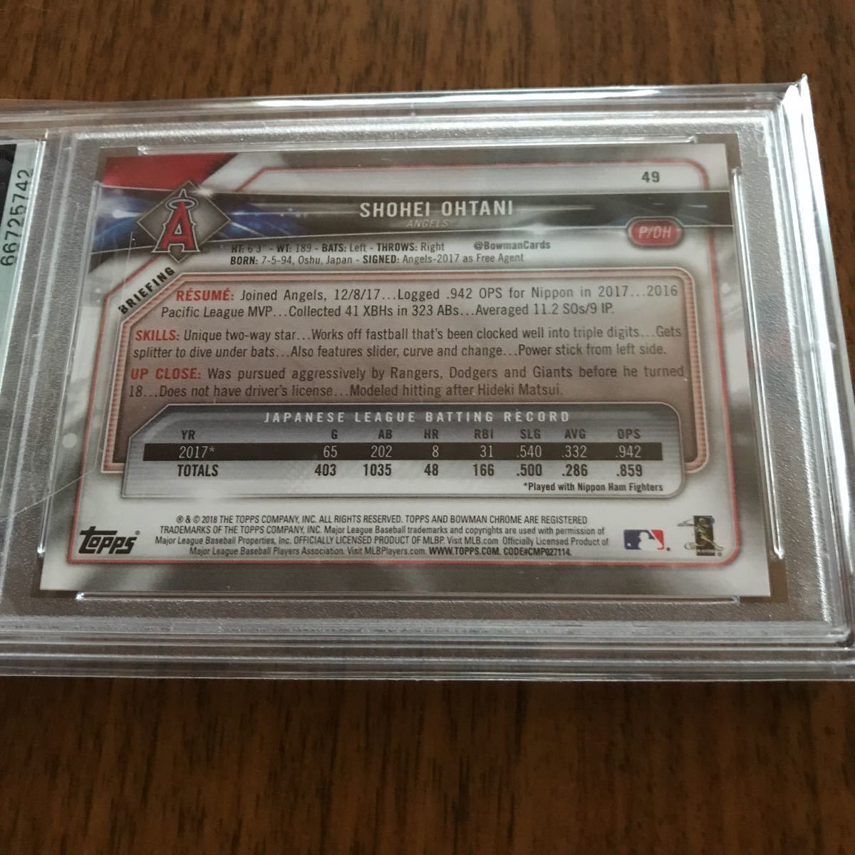 おすすめ】【おすすめ】PSA 10 大谷翔平 ルーキーカードRC Bowman 2018
