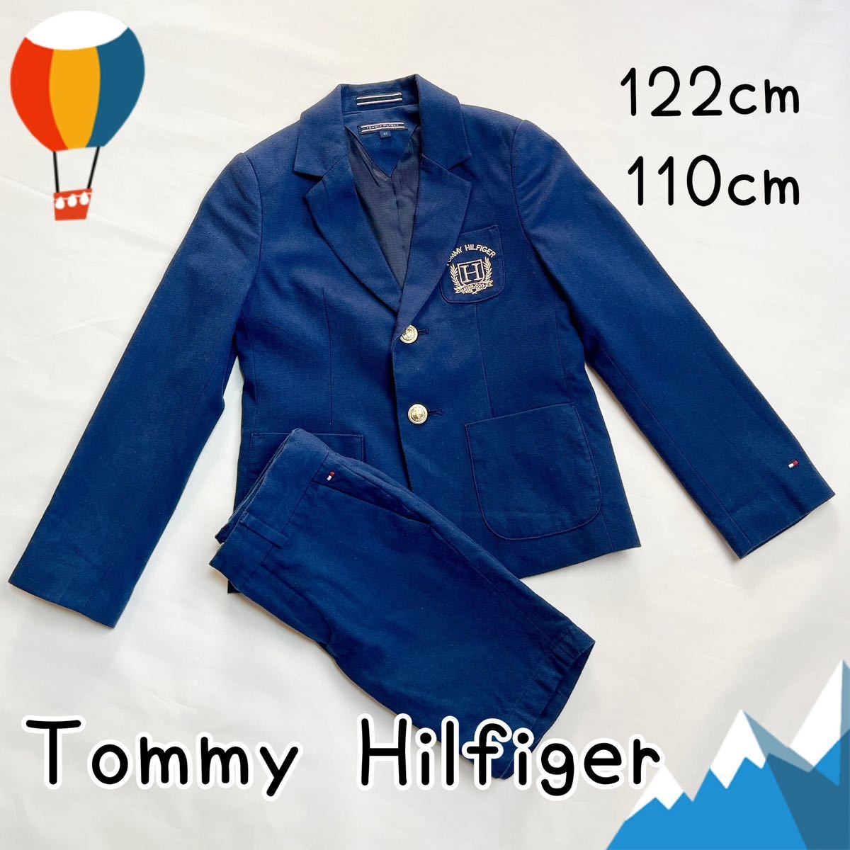 【人気】Tommy Hilfiger トミーヒルフィガー セットアップ 紺色 フォーマルスーツ 上下セット スーツ
