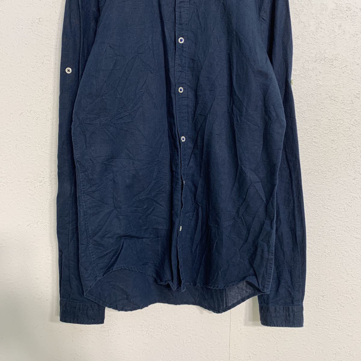 ZARA MAN 長袖 シャツ S ネイビー ザラ スリムフィット 無地 シンプル 古着卸 アメリカ仕入れ a409-5135_画像3