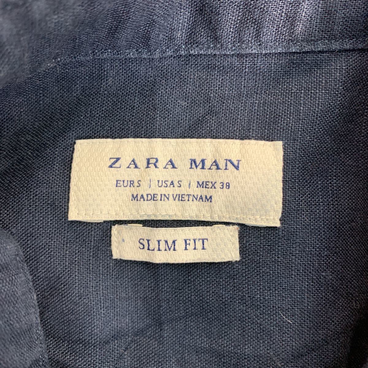 ZARA MAN 長袖 シャツ S ネイビー ザラ スリムフィット 無地 シンプル 古着卸 アメリカ仕入れ a409-5135_画像7