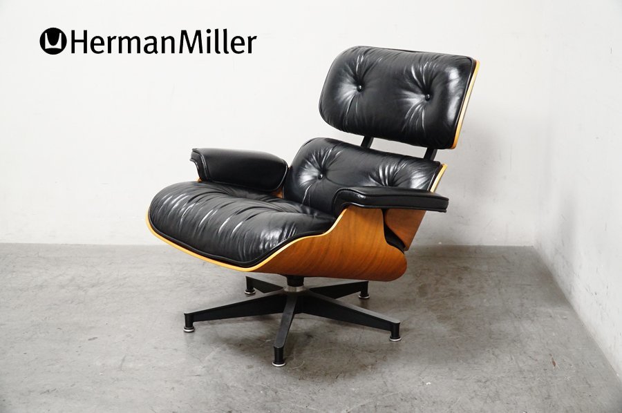 470 正規品 HermanMiller(ハーマンミラー) イームズ ラウンジチェア 黒本革 ウォールナット