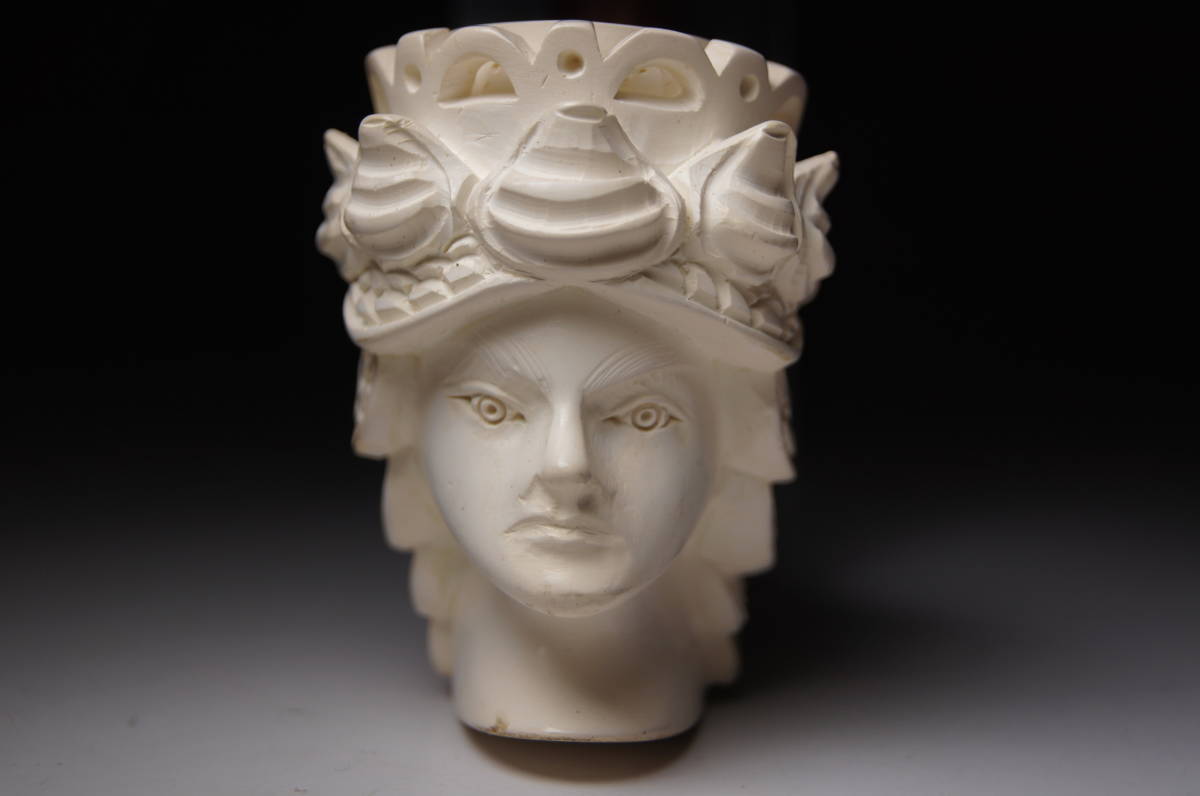 メシャムパイプ 海泡石 人物 人面彫 王冠 男性 細密彫刻 トルコ パイプ