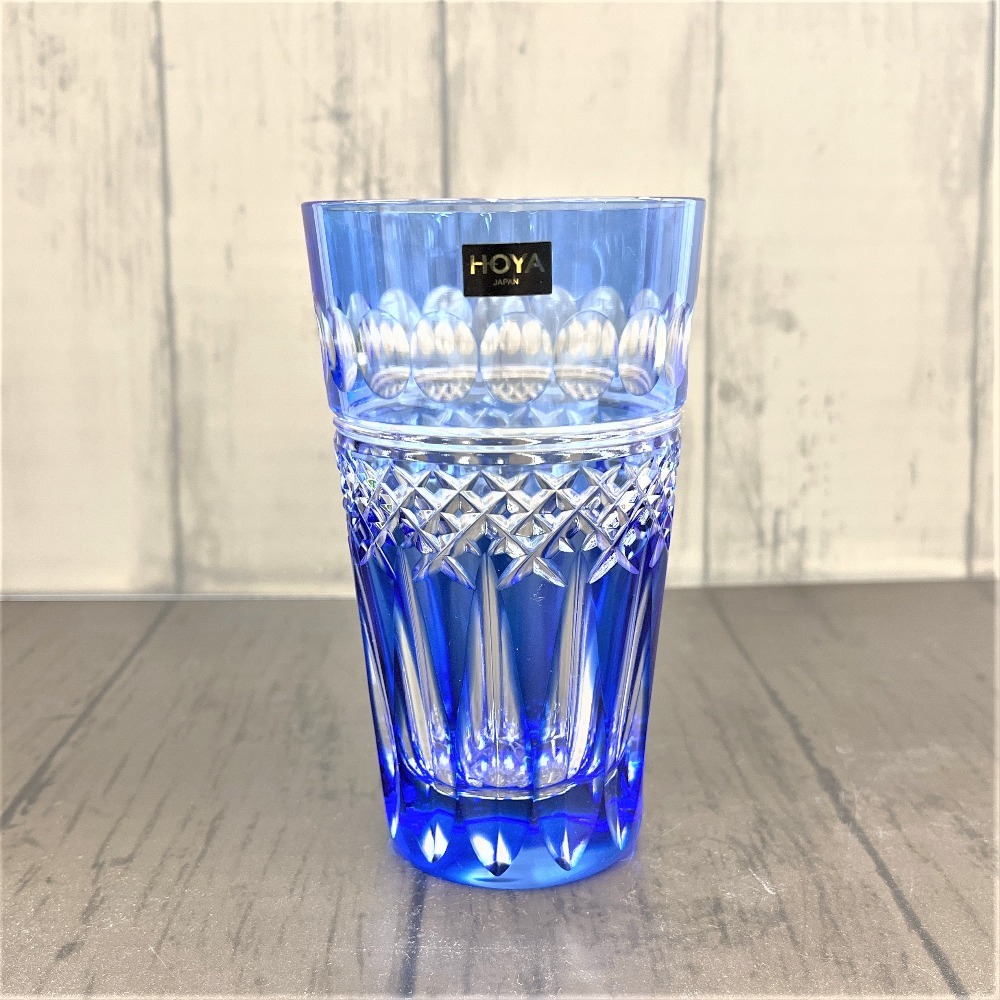 食器 ホヤクリスタル HOYA 切子グラス ペア ブルー レッド クリスタルガラスの画像2