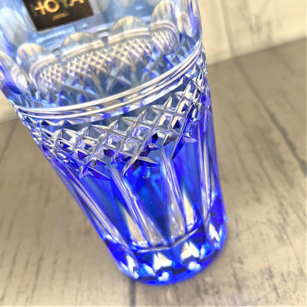 食器 ホヤクリスタル HOYA 切子グラス ペア ブルー レッド クリスタルガラスの画像3