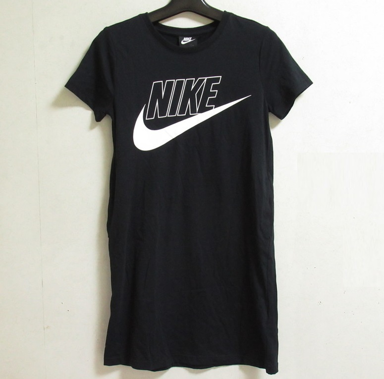 NIKE ガールズ ワンピース 黒 ブラック 160 ナイキ 子供 Tシャツ ワンピ ビッグスウッシュ ロゴ CU8375-010_画像1