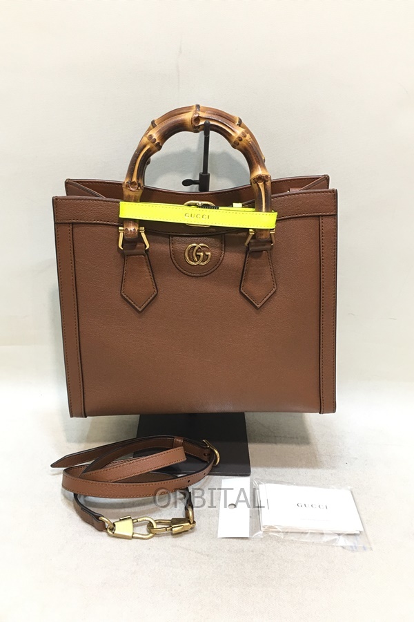 経堂) グッチ GUCCI ダイアナ スモール トートバッグ バンブー 2WAY 660195 ブラウン ショルダーバッグの画像1