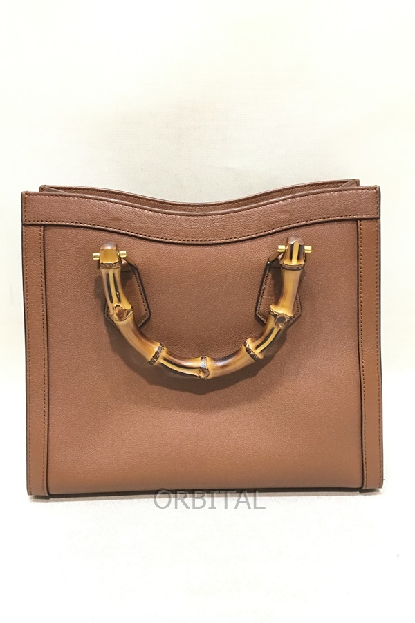 経堂) グッチ GUCCI ダイアナ スモール トートバッグ バンブー 2WAY 660195 ブラウン ショルダーバッグの画像3