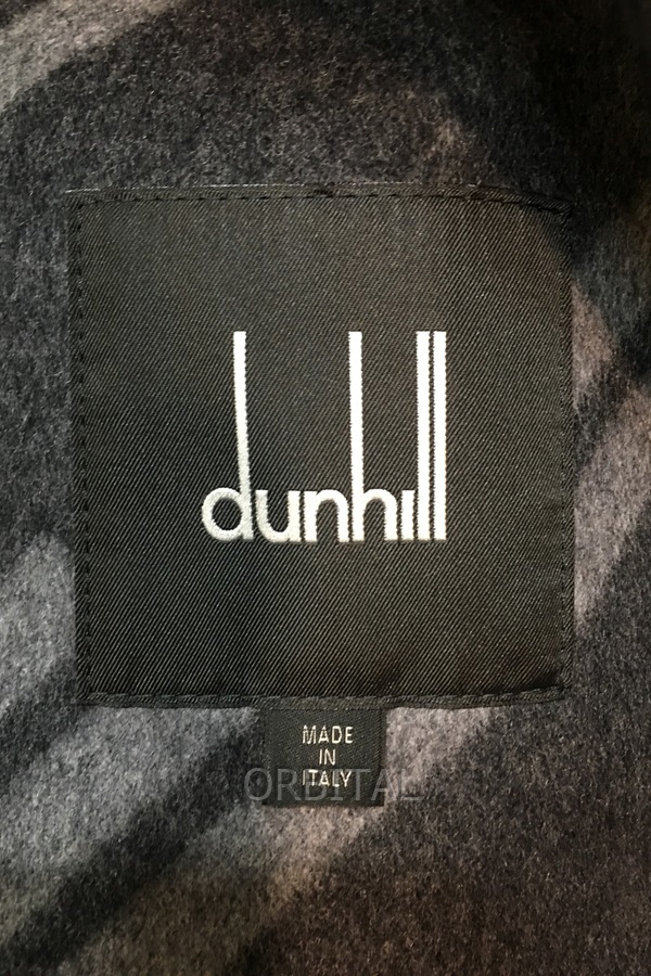 経堂) dunhill ダンヒル 伊製 ウールカシミヤ フードダウンコート 裏地ロゴ ブラック メンズ L 定価37万_画像8