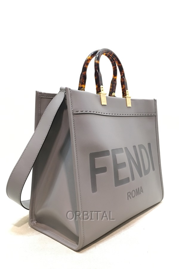 経堂) フェンディ FENDI 23SS現行品 サンシャイン ミディアム グレーレザーショッパー 定価￥385,000- 8BH386ABVLF1BZC_画像3