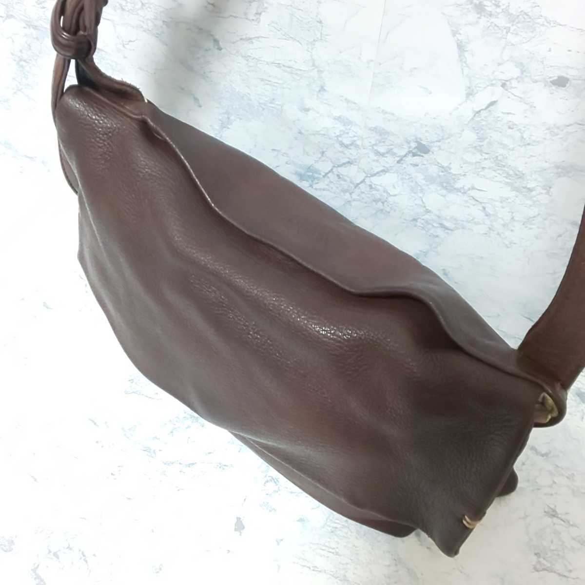 廃盤品】genten ゲンテン ディアスキン フラップショルダーバッグ 鹿革