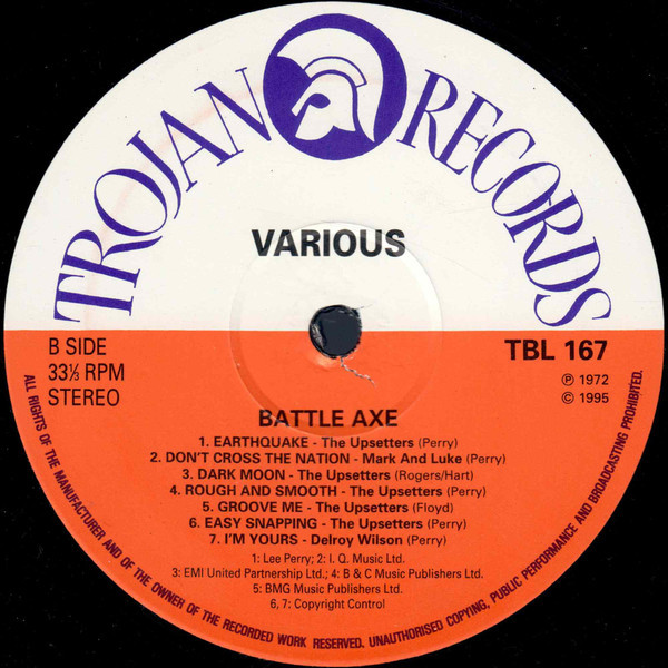 Various Battle Axe　1972　リー・ペリー（Lee Perry）プロデュースのコンピレーション　95年リイシューLP_画像3