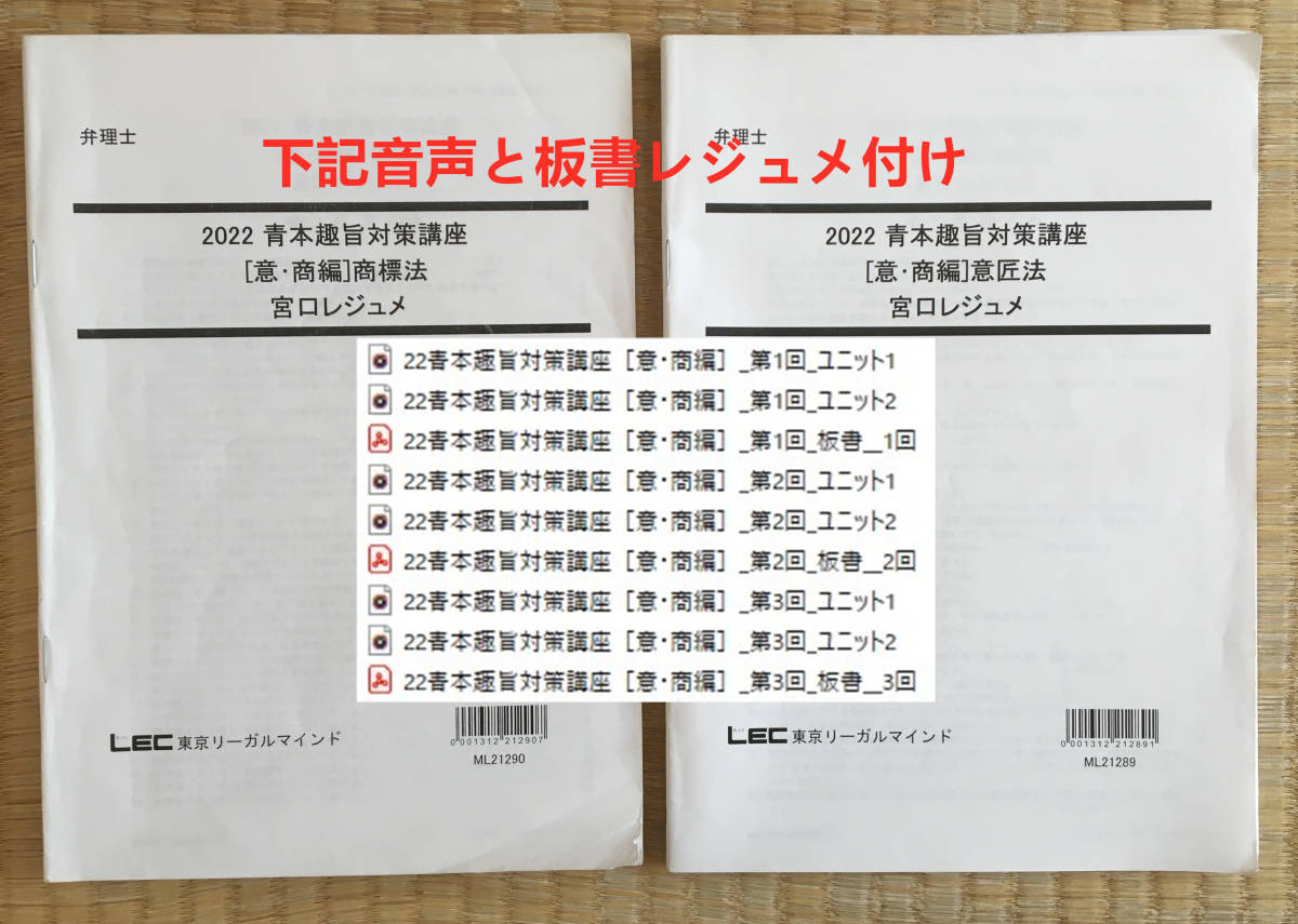 音声と板書レジュメ付け！！！ 2022 弁理士 青本趣旨対策講座 意・商編