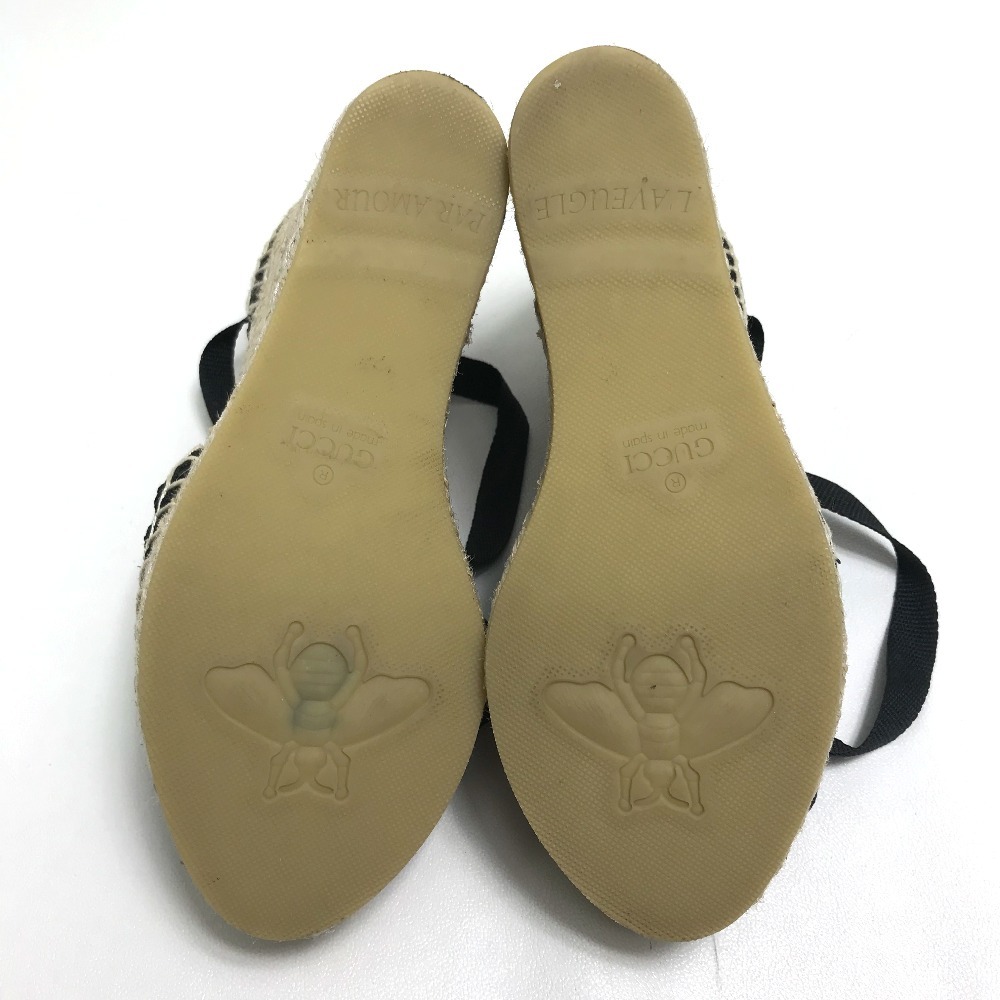 未使用 GUCCI グッチ GGマーモント レースアップリボン エスパドリーユ
