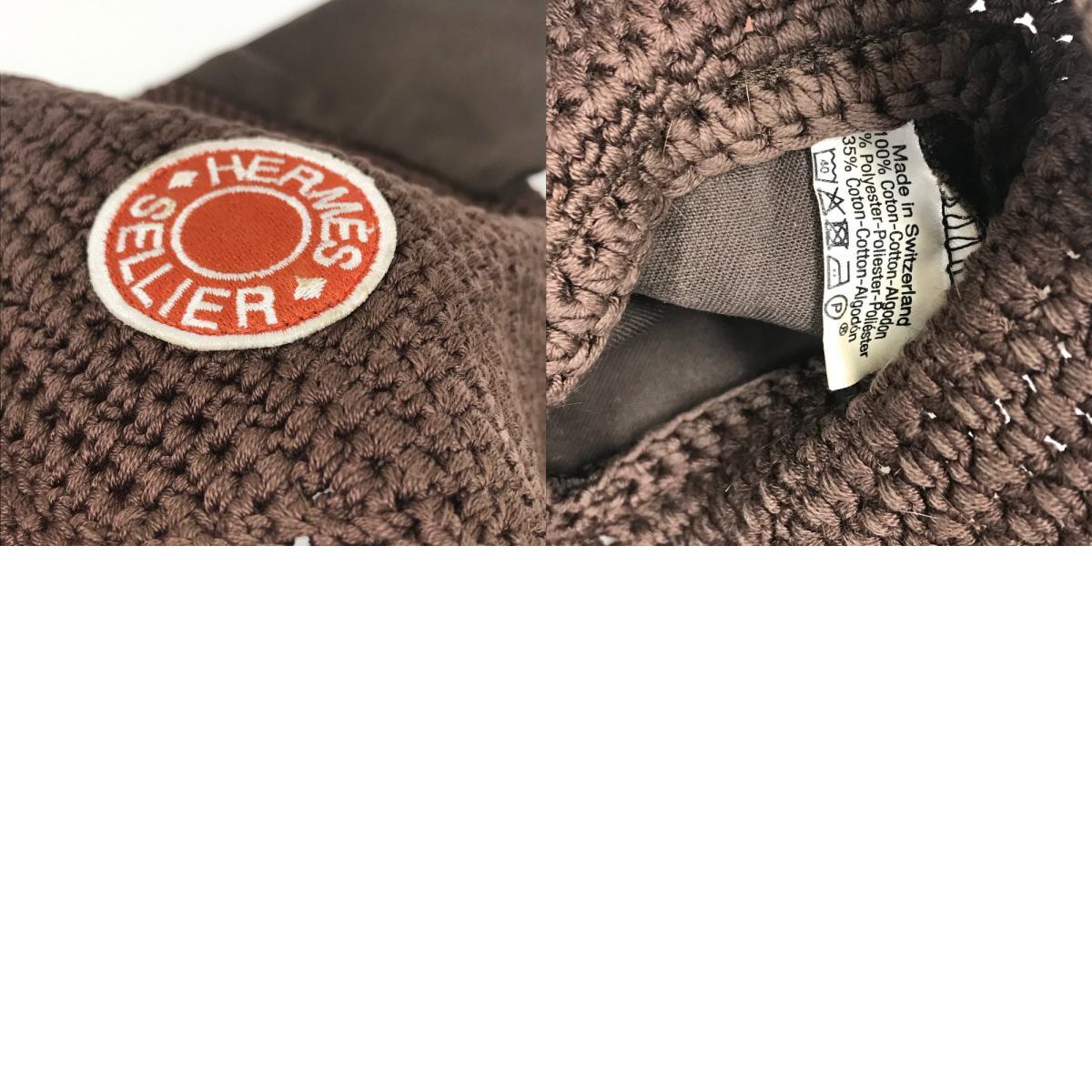 HERMES エルメス セリエ イヤーネット フード 馬装具 乗馬用 馬用 帽子 キャンバス ブラウン ユニセックス【中古】_画像10