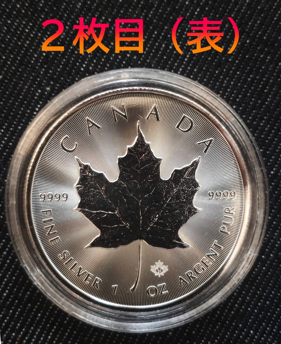 【送料無料】 ＜超美品＞ 2021 カナダ メイプルリーフ 1oz 銀貨（２枚セット／クリアケース入り）の画像5