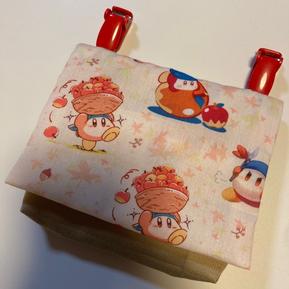 女の子　移動ポケット　ハンドメイド　りんご