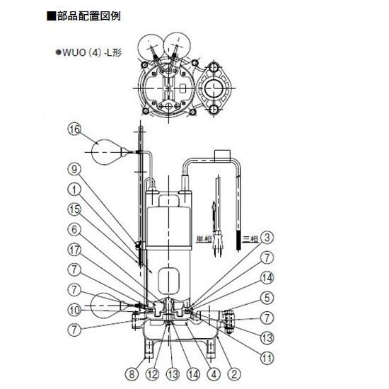 川本ポンプ カワペット WUO4-405-0.25SL 単相100V 50Hz 自動型 　送料無料 但、一部地域除 代引/同梱不可_画像6