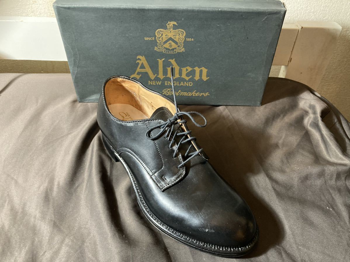 69年製 Conformal Shoe Store別注 オールデン Alden モディファイドラスト 黒 コードバン プレーントゥ 5351 革靴 7D 25.5cm United Arrows
