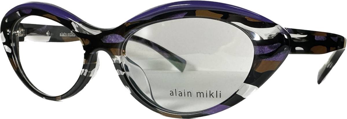 アランミクリ 未使用品 イタリア製 高級メガネ Alain Mikli 黒 茶 紫 透明 Frame France フレームフランス 純正ケース付