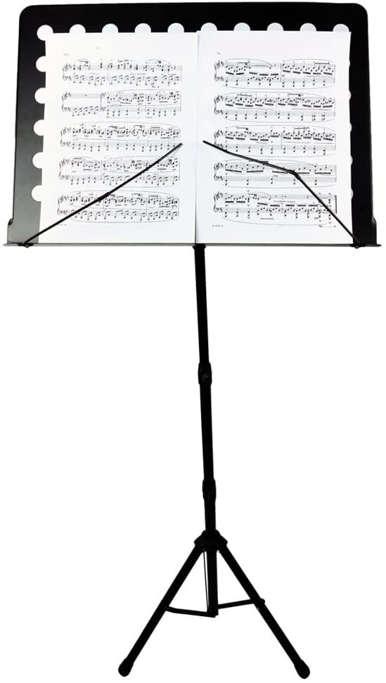 譜面台(スチール製) 高さ&角度調節可能 マットブラック 演奏会 収納袋付_画像8